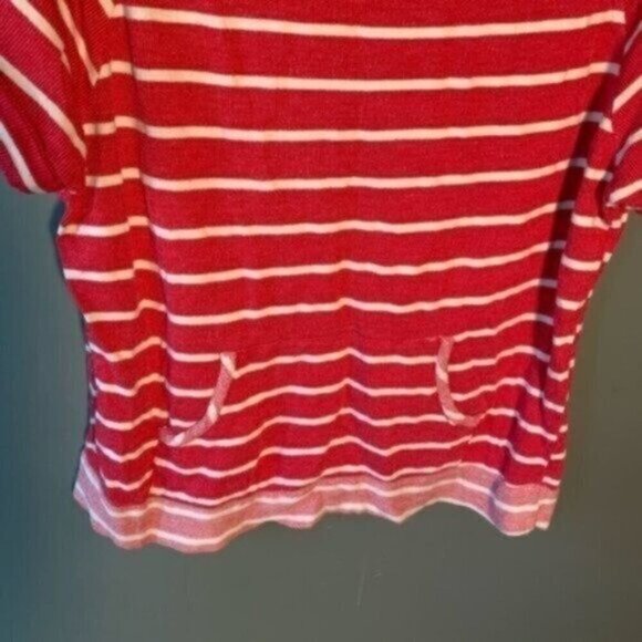 Delia’s Short Sleeve Sweater Wide Neck Red White Stripe L - Picture 5 of 9